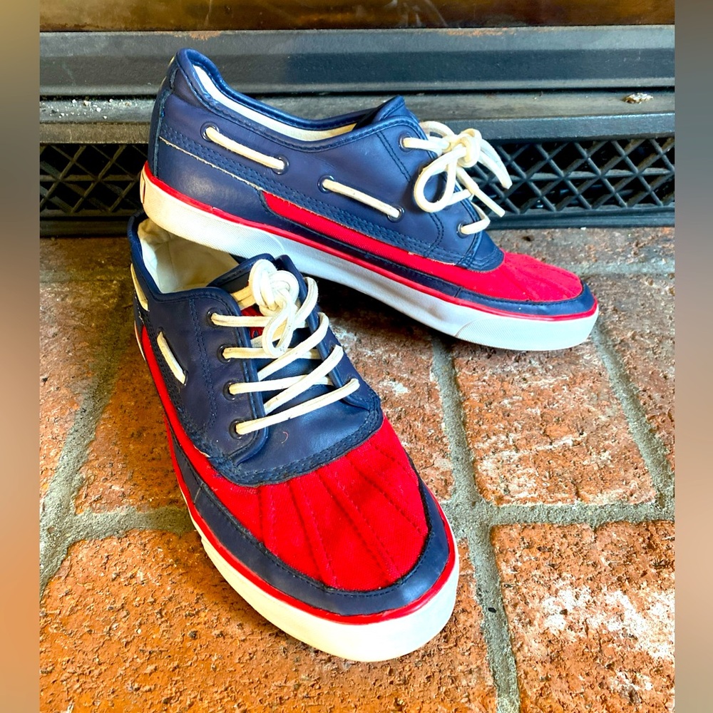POLO BY RALPH LAUREN PARKSTONE LOW Deck Boat Shoes Red/Blue Canvas SZ 11